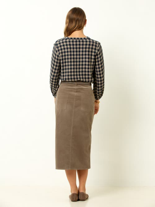 Single Stitch Corduroy Midi Skirt In Brown