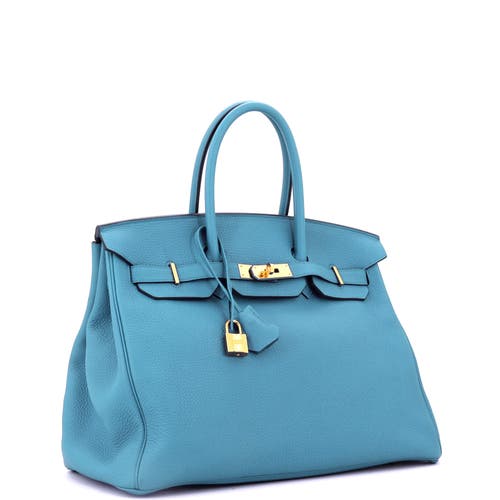 Pre-owned Hermes Hermes Birkin Handbag Blue Togo With Gold Hardware 35 In Blue