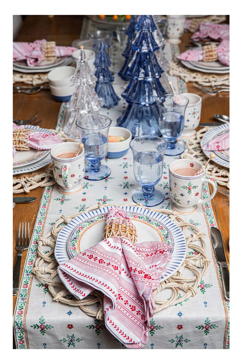 Villa Stripe Set of 4 Napkins, Alternate, color, RED