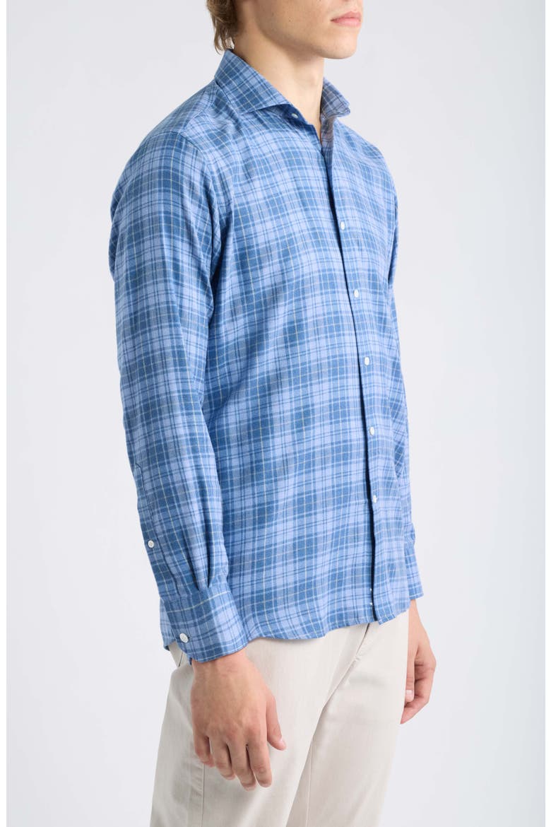 Crown Crafted Plaid Flannel Button-Up Shirt, Alternate, color, WINDY BLUE