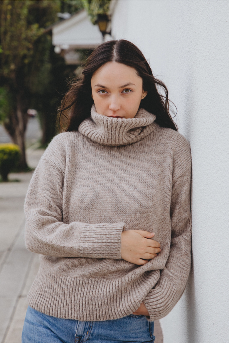 Anku Turtle Neck convertible Sweater, Alternate, color, Beige