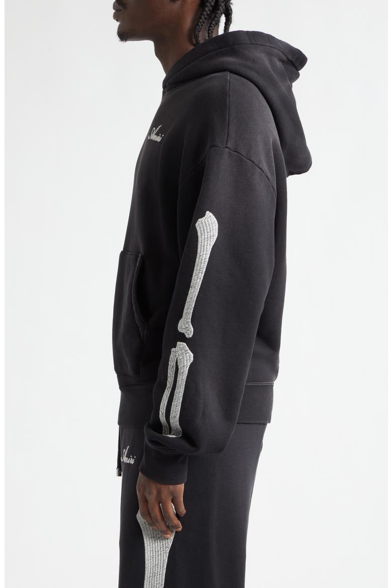Bones Oversize Cotton French Terry Hoodie, Alternate, color, BLACK