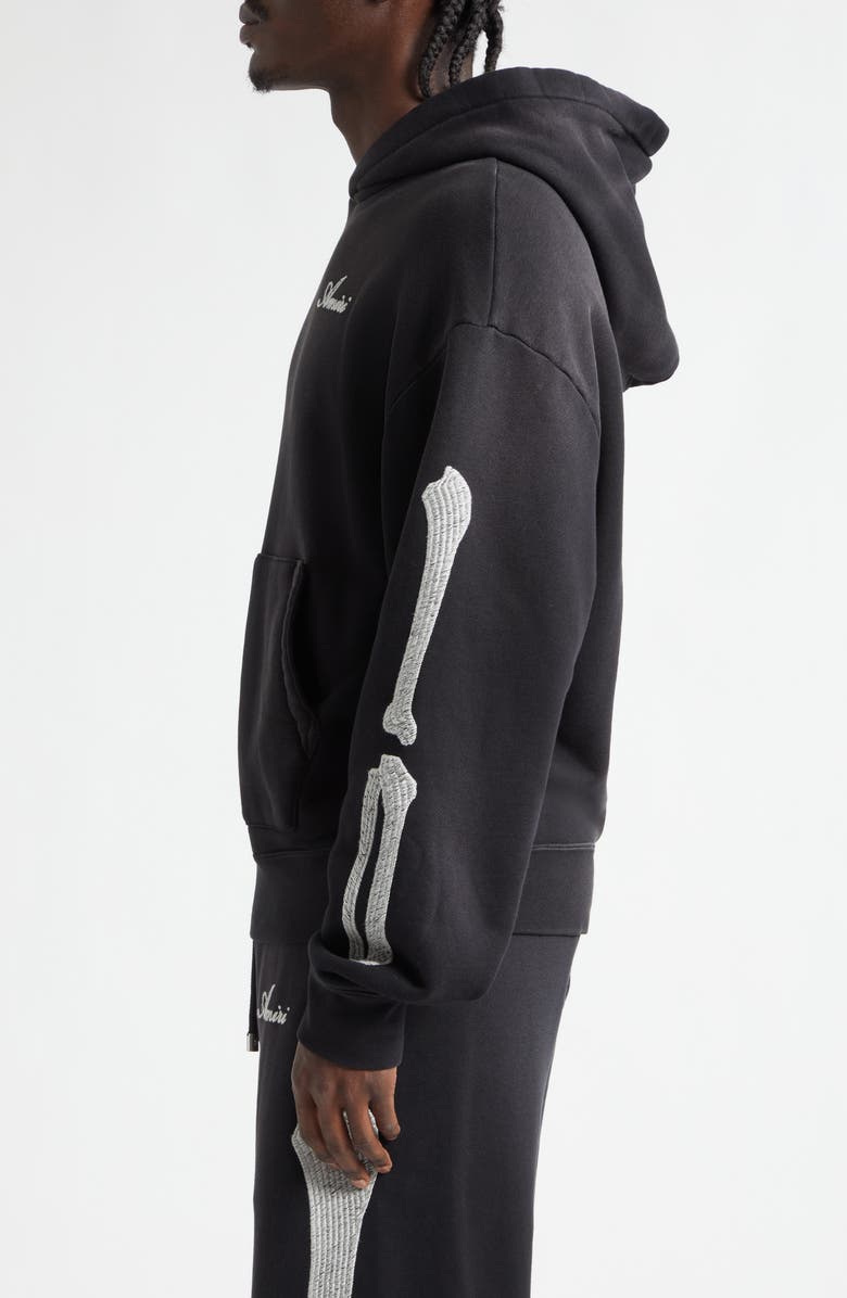 AMIRI Bones Oversize Cotton French Terry Hoodie, Alternate, color, Black