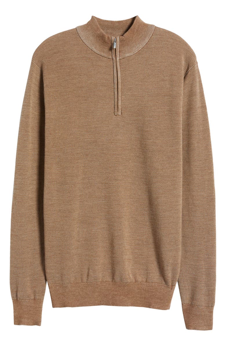 Peter Millar Breaker Bird's Eye Quarter Zip Sweater, Alternate, color, 