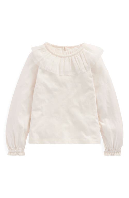Mini Boden Kids' Tulle Accent Cotton Jersey Top In White
