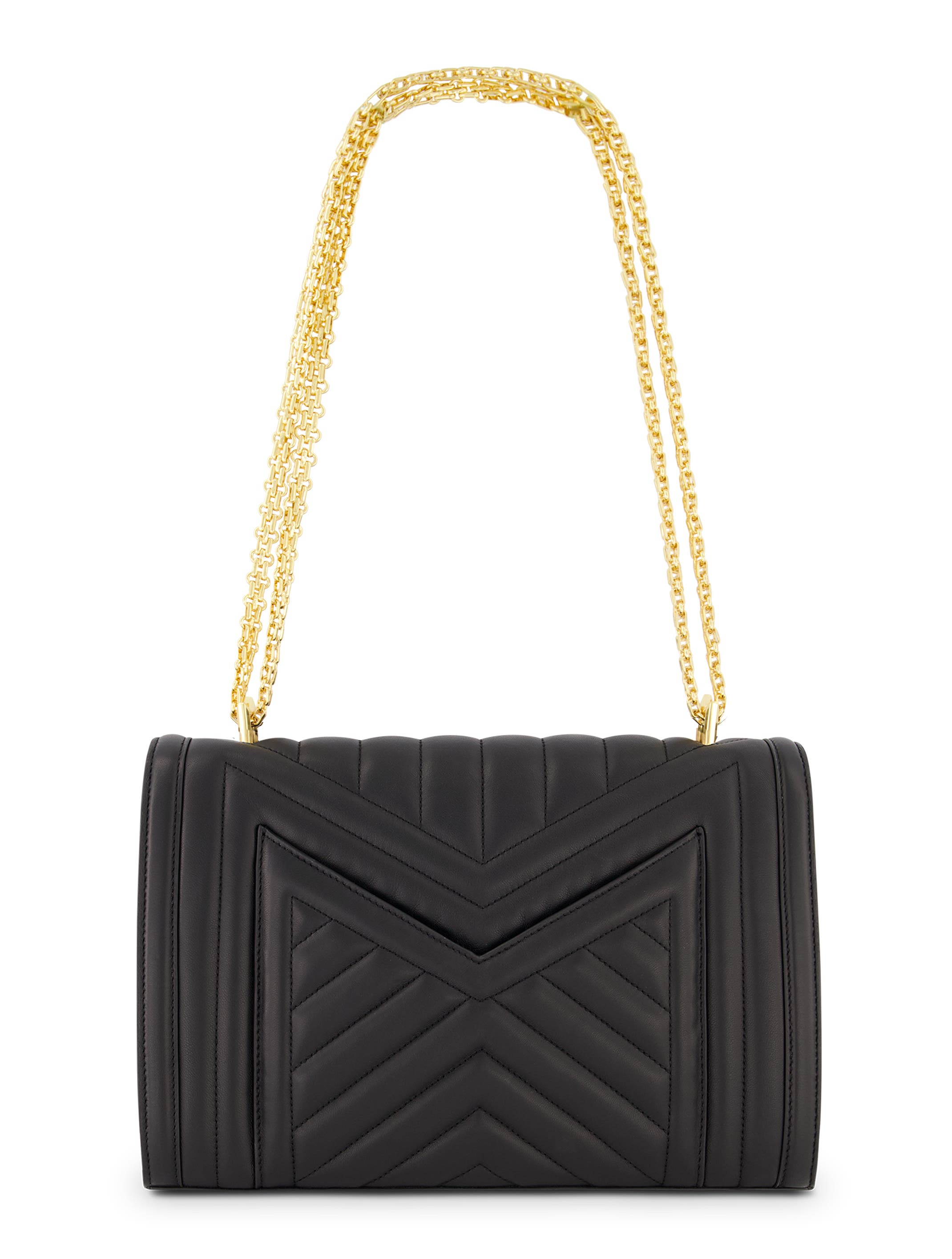 Mac Duggal Gold Plated Hardware Quilted Napa Leather Handbag, Alternate, color, Black