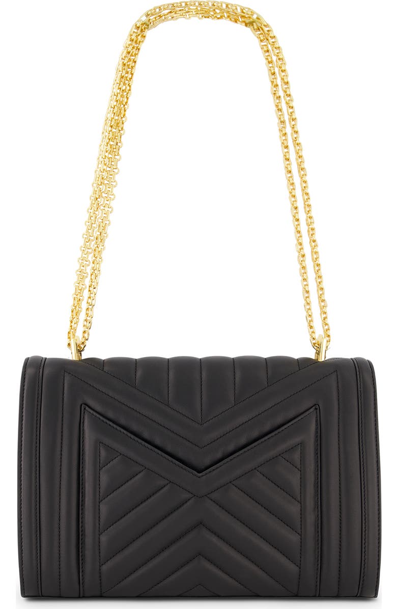 Mac Duggal Gold Plated Hardware Quilted Napa Leather Handbag, Alternate, color, Black