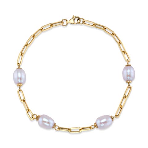 White Freshwater Pearl Tincup Marlee Bracelet