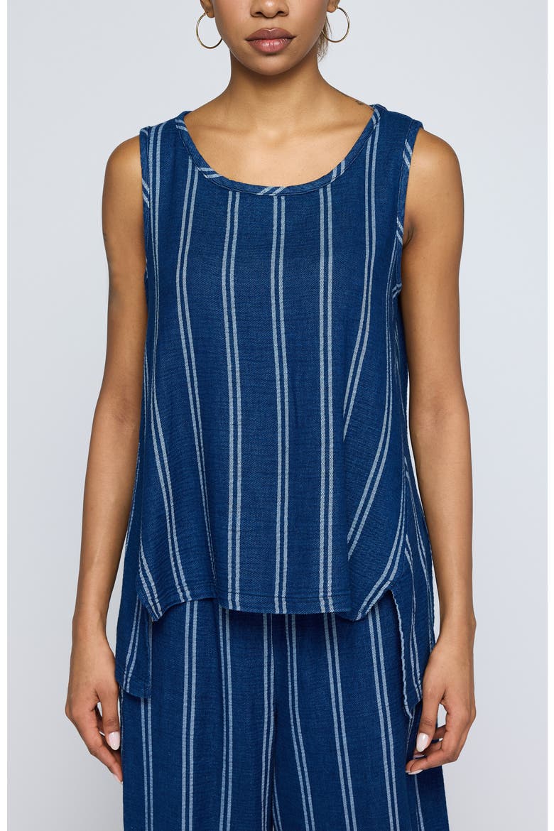 Floria Denim Muslin Top, Main, color, Stripe Denim