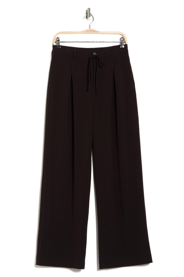 Pleated Front Wide Leg Pants, Alternate, color, BLACK