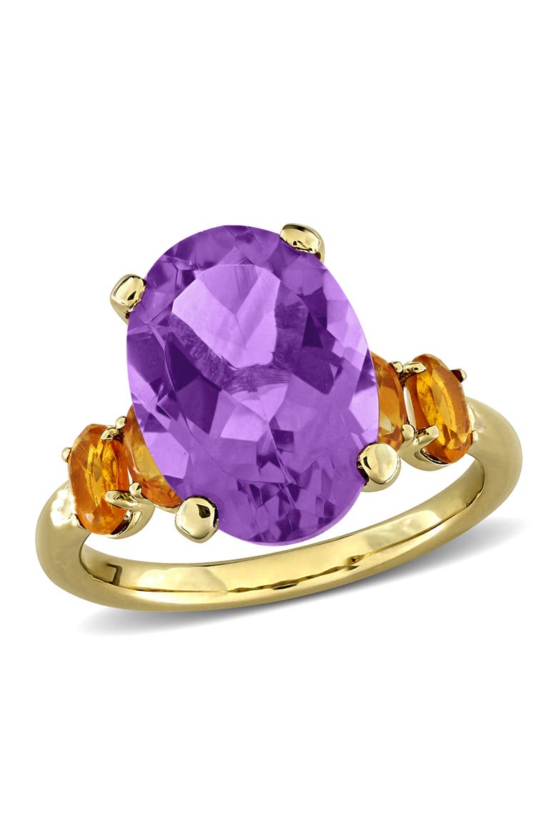 Gemstone Oval 5-Stone Ring Sterling Silver, Main, color, Amethyst/Citrine