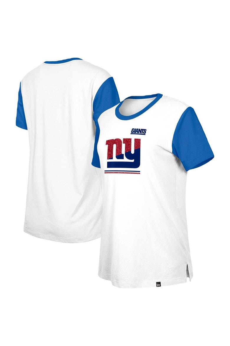 Women's New Era  White/Royal New York Giants Third Down Colorblock T-Shirt, Main, color, White