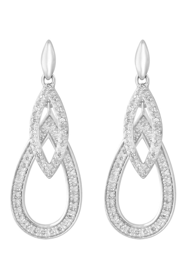 Diamond Teardrop Drop Earrings, Alternate, color, SILVER