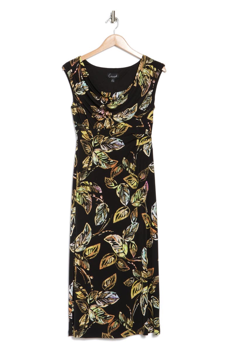 Connected Apparel Cap Sleeve Jersey Midi Dress, Alternate, color, Black