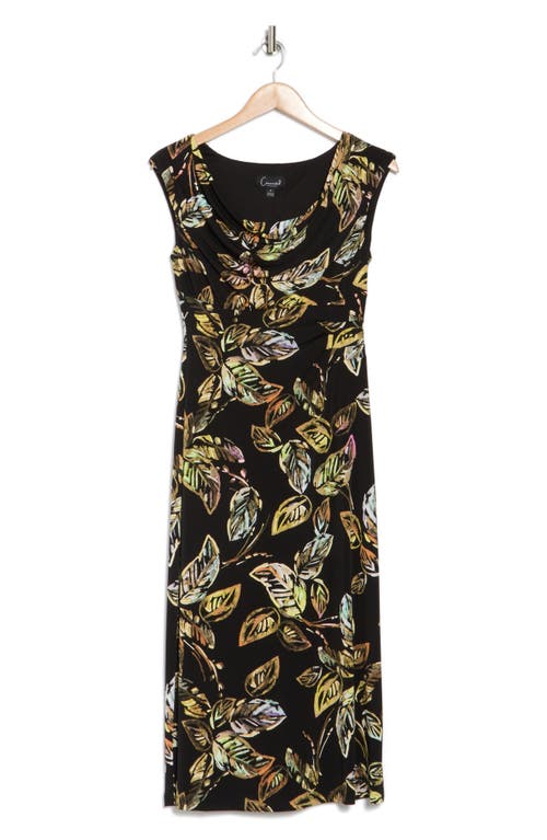 Connected Apparel Cap Sleeve Jersey Midi Dress In Black