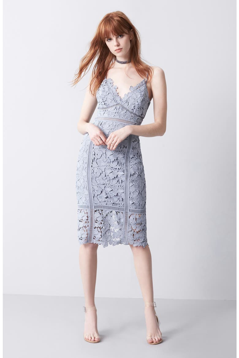 Botanica Lace Dress, Main, color, DUSTY BLUE