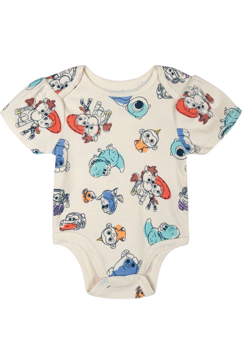 Pixar Girls' 5-Pack Short Sleeve Bodysuits, Alternate, color, Pixar Purple Pink Blue