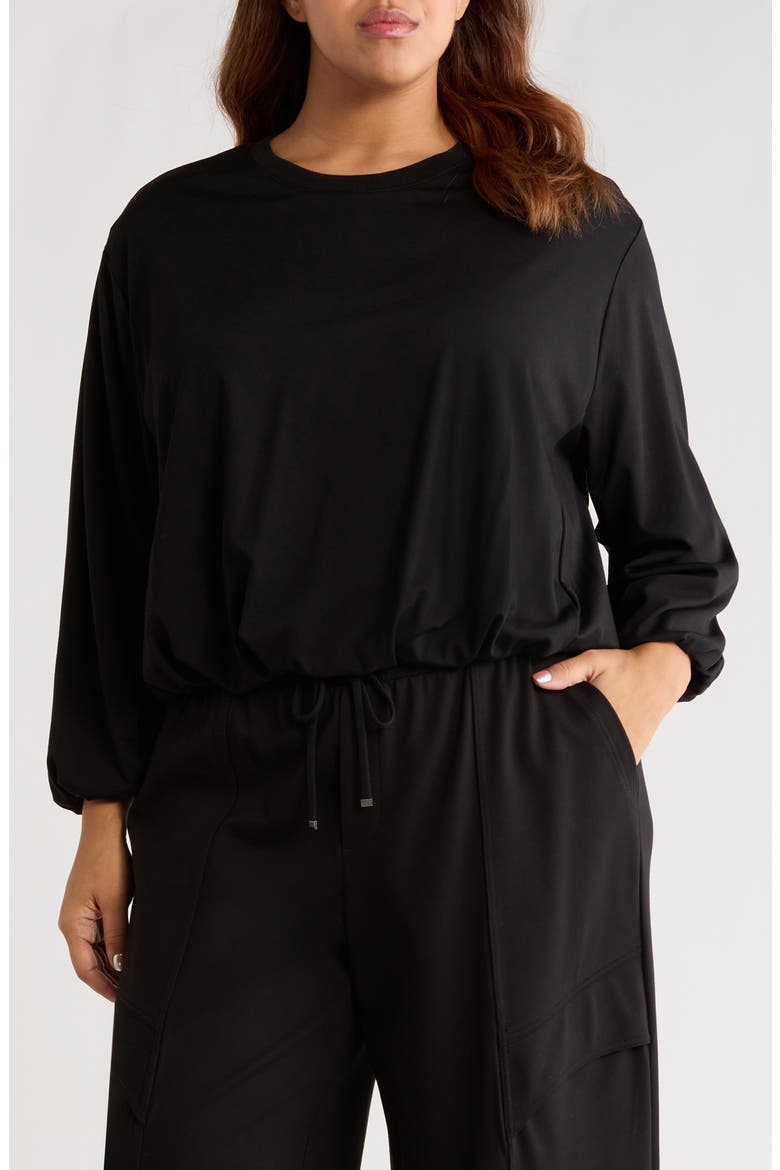 Blouson Knit Top, Main, color, BLACK