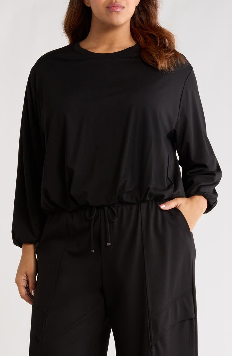 Wit & Wisdom Blouson Knit Top, Main, color, Black