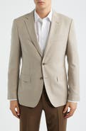 BOSS Hutson Slim Fit Tan Houndstooth Check Virgin Wool Sport Coat