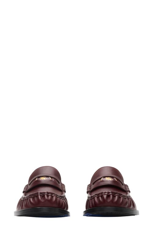 Burberry Cadet Grained Calf Leather Penny Loafers In Burgundy
