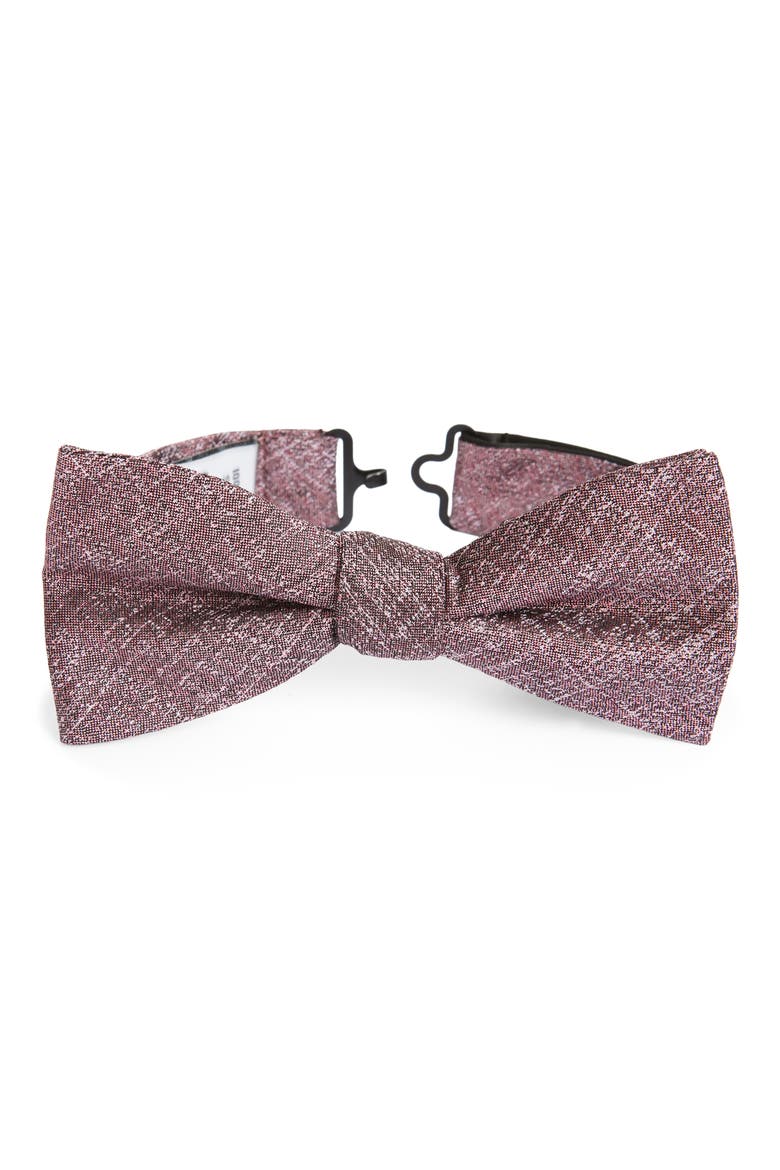 Textured Silk Pre-Tied Bow Tie, Main, color, PINK