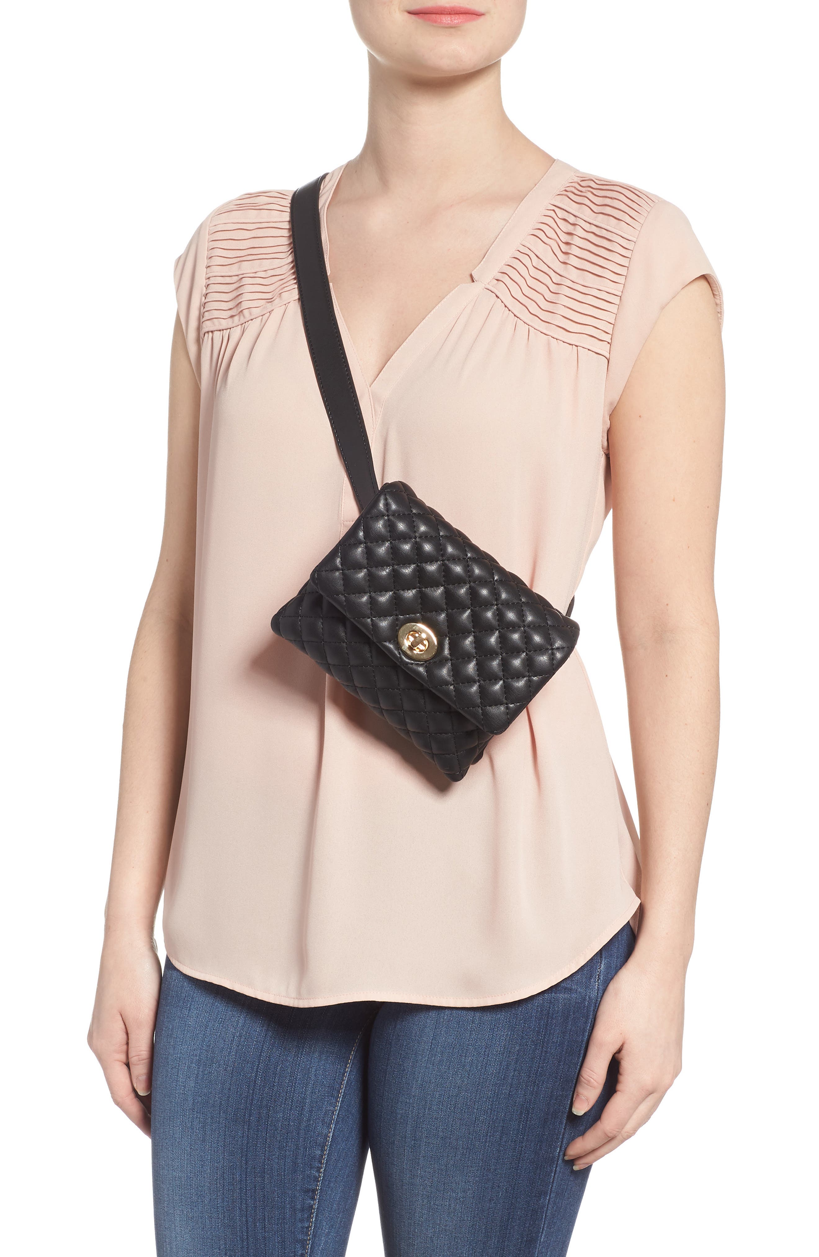 Mali + Lili Quilted Vegan Leather Convertible Belt Bag, Alternate, color, 