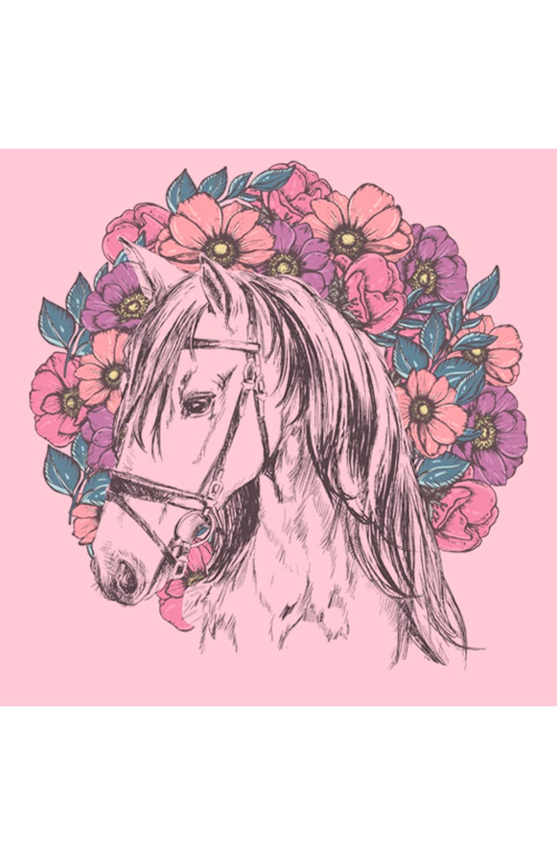 Lost Gods Girl's Lost Gods Floral Horse Love At First Ride  Graphic T-Shirt, Alternate, color, Light Pink - Crown