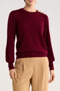 Bruno Magli Button Shoulder Wool & Cashmere Blend Sweater