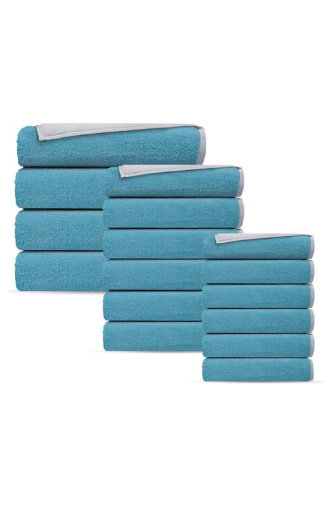 Double Face 16-Piece Turkish Cotton Towels Set