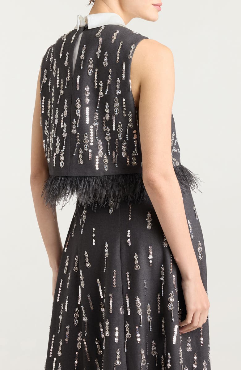 Cinq à Sept Selene Embellished Feather Top, Alternate, color, Charcoal Multi