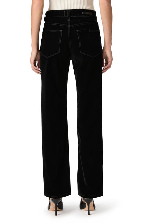 Paige Stevie High Waist Straight Leg Velvet Denim Jeans In Black