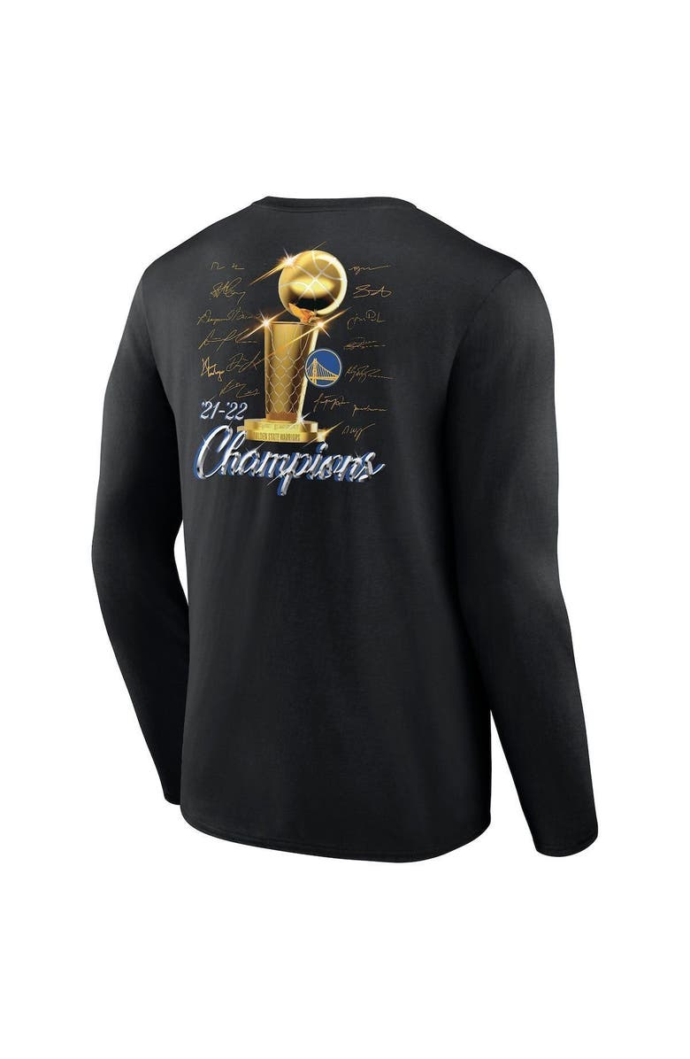 FANATICS Men's Fanatics Branded Black Golden State Warriors 2022 NBA Finals Champions Forward Roster Signature Long Sleeve T-Shirt, Alternate, color, 