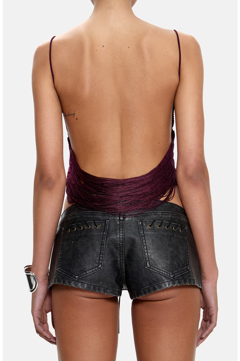 Lavinia Backless Fringe Top, Alternate, color, BURGUNDY