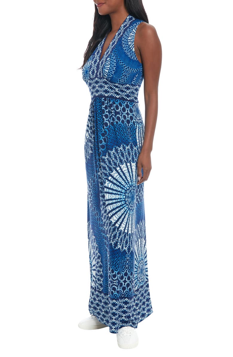 London Times Sleeveless Stretch Jersey Maxi Dress, Alternate, color, White/ Navy