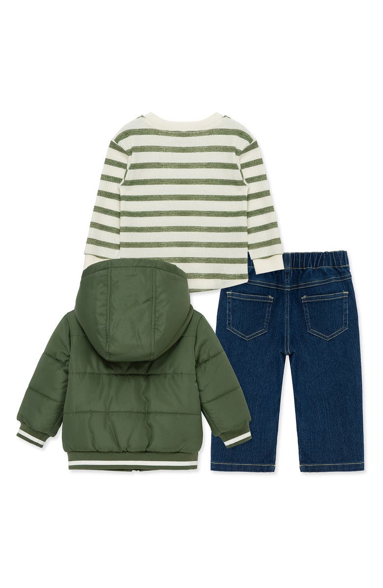 Little Me Olive 3-Piece Jacket Set, Alternate, color, Green