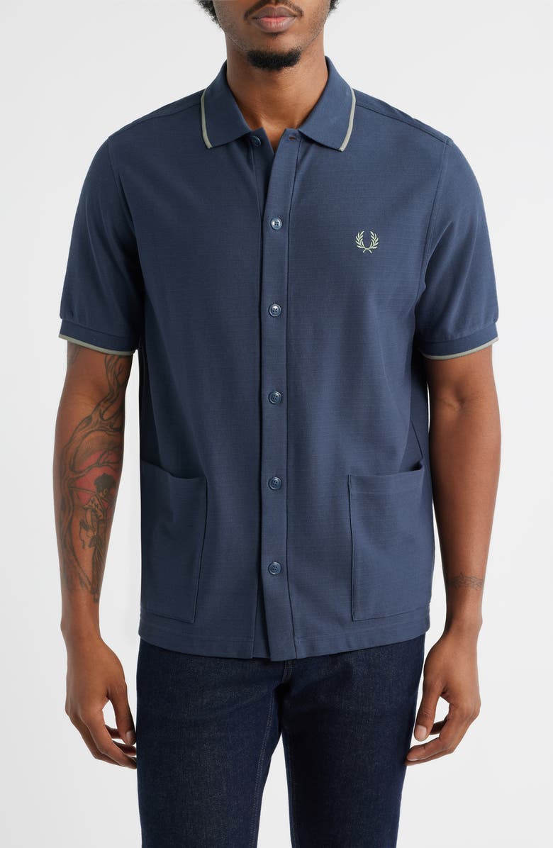 Fred Perry Cotton Piqué Polo, Main, color, Dark Airforce