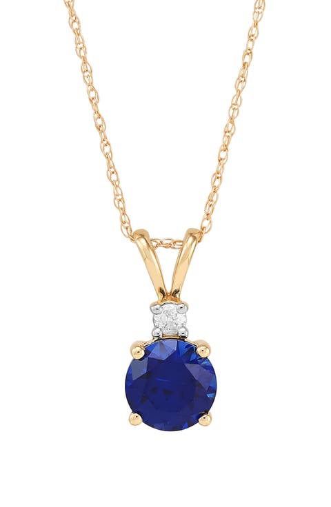 10K Yellow Gold Lab Grown Sapphire & Lab Grown Diamond Pendant Necklace
