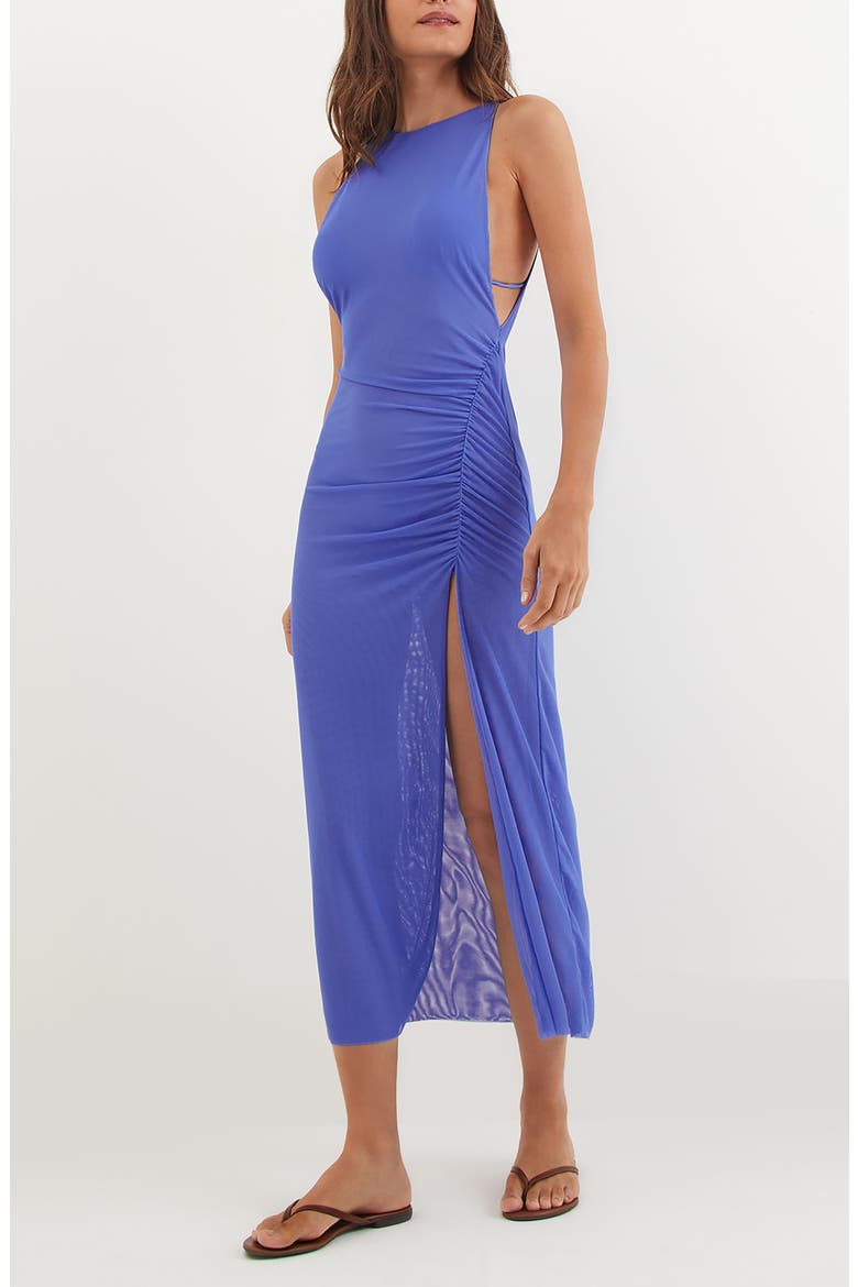 Getty Mesh Cover-Up Dress, Main, color, BLUE