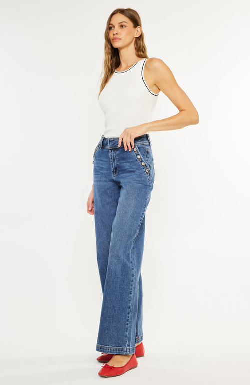 Kancan Westwood Ultra High Rise Wide Leg Jeans In Blue