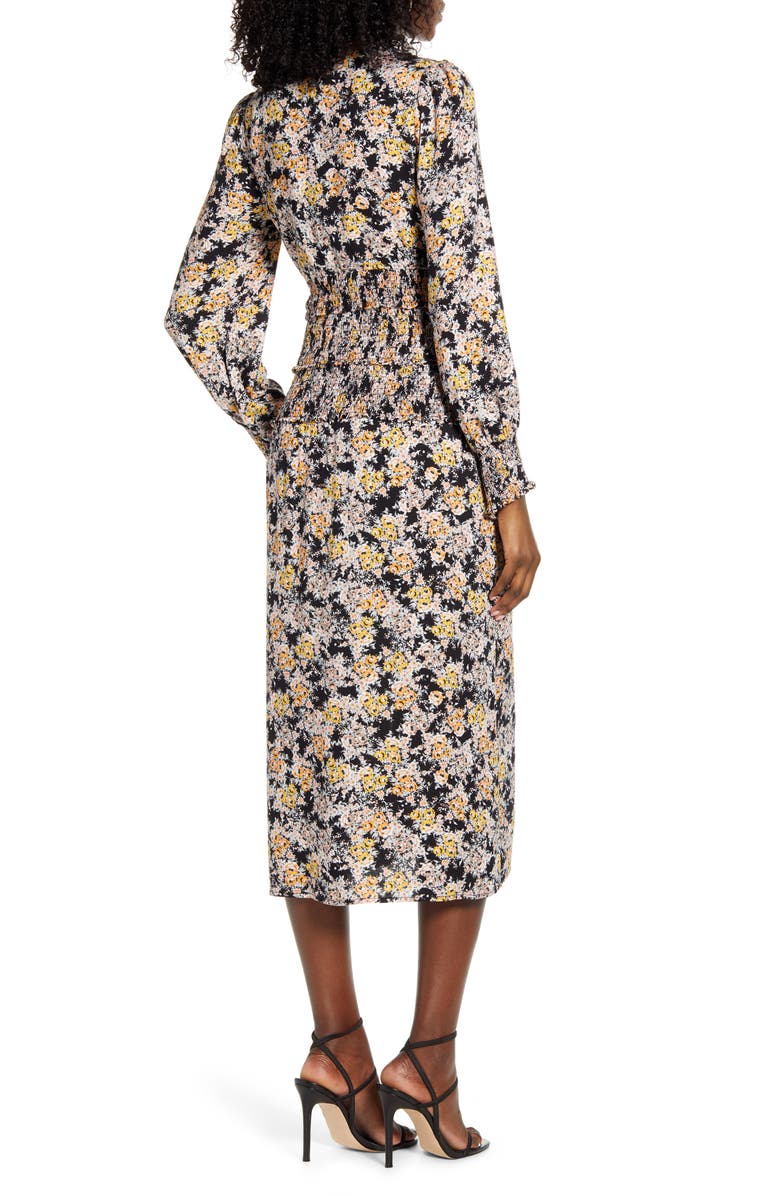 AFRM Hazel Floral Smocked Long Sleeve Midi Dress, Alternate, color,