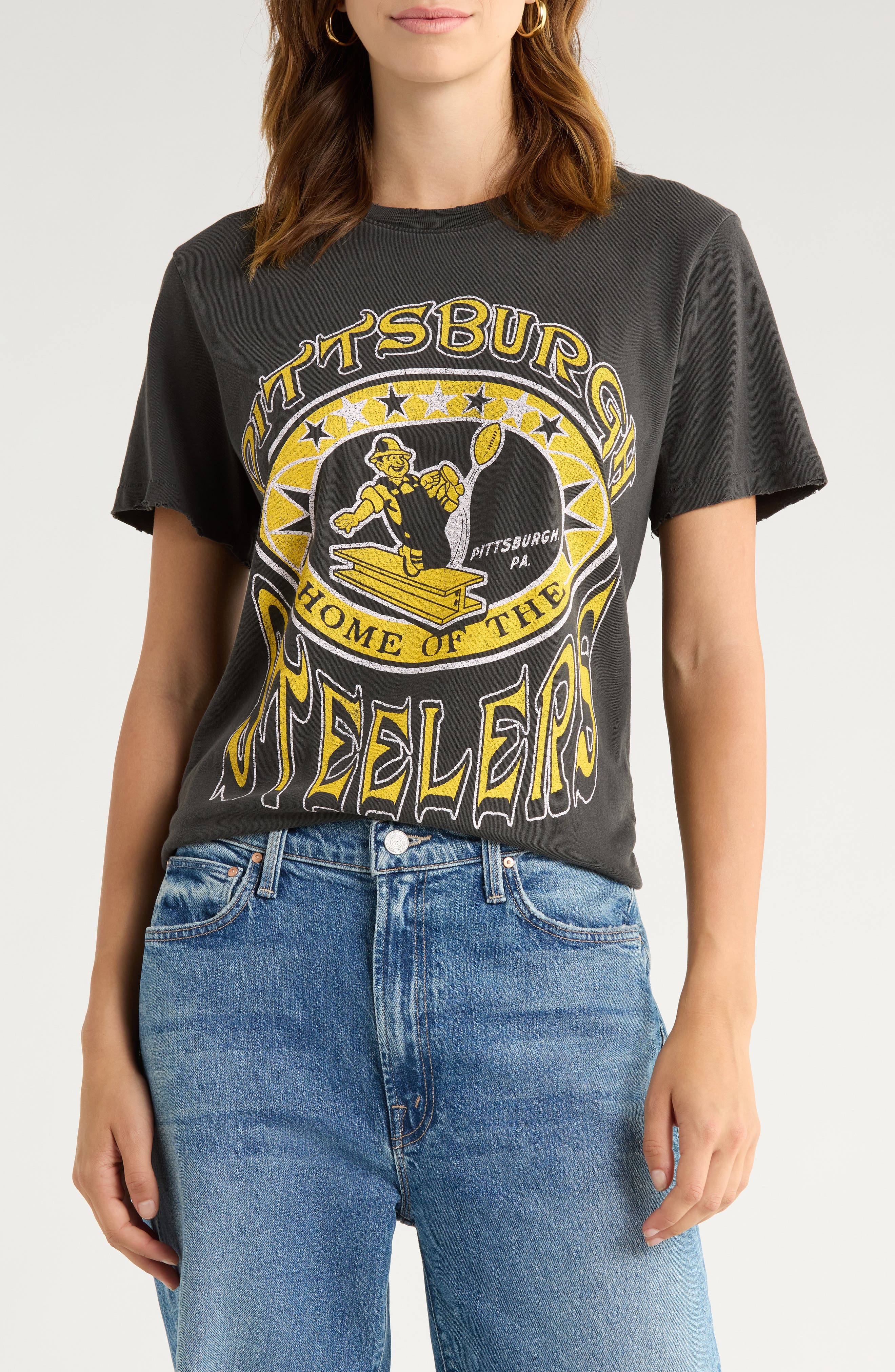 Junk Food Steelers Home Cotton Graphic T-Shirt
