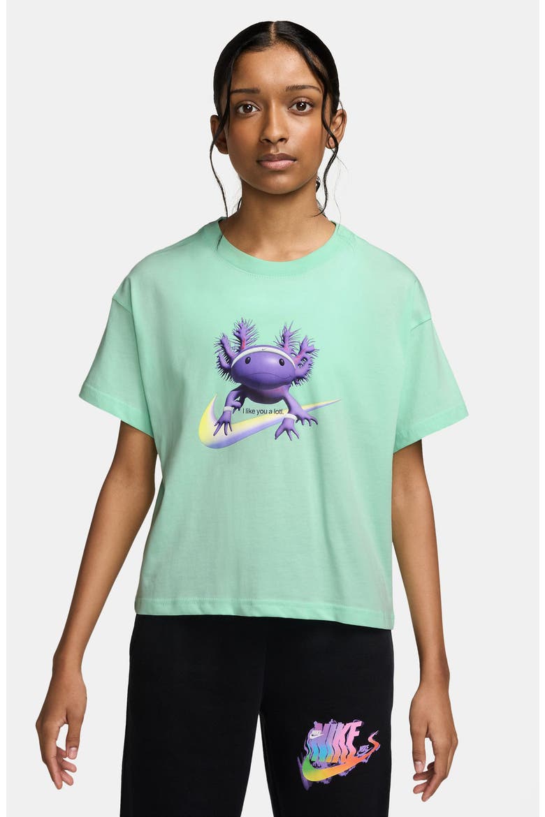 Kids' Axolotl Graphic T-Shirt, Main, color, ARCTIC GREEN