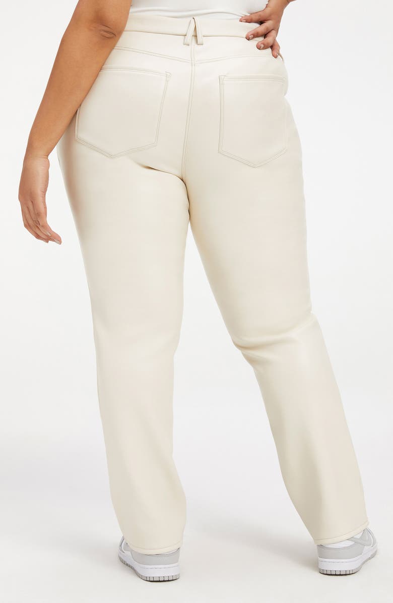 Good American Better Than Leather Faux Leather Good Icon Pants, Alternate, color, Bone001