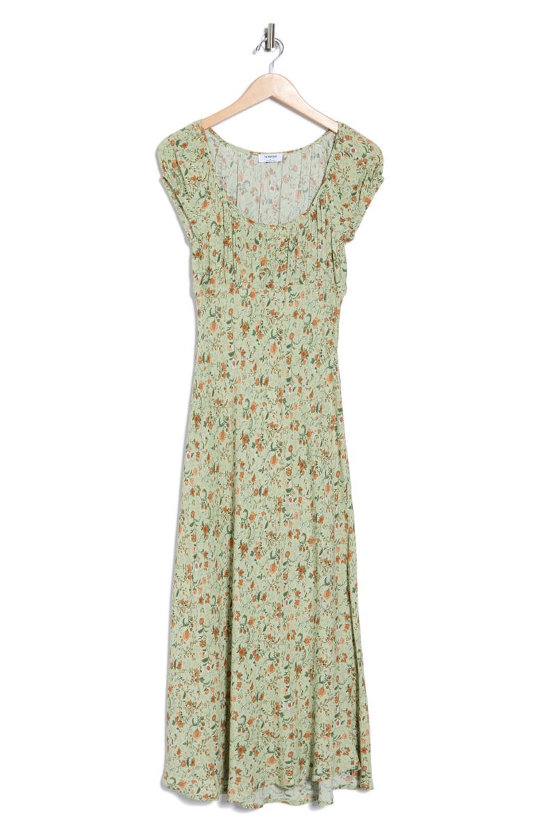 Blu Pepper Cap Sleeve Midi Dress, Alternate, color, Olive Multi