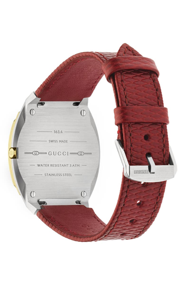 Gucci 25H Leather Strap Watch, 38mm, Alternate, color, 