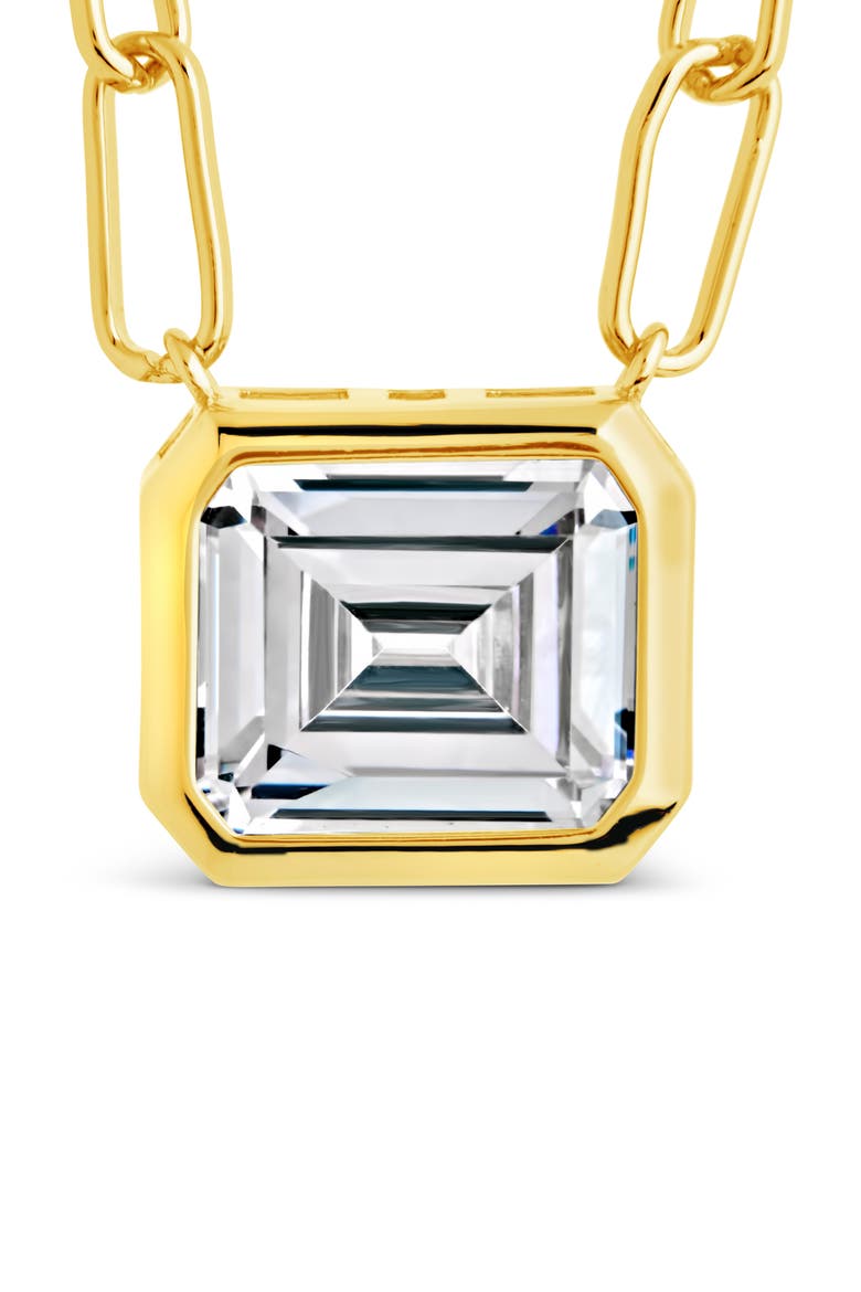 Camille Bezel Cubic Zirconia Pendant Necklace, Alternate, color, GOLD