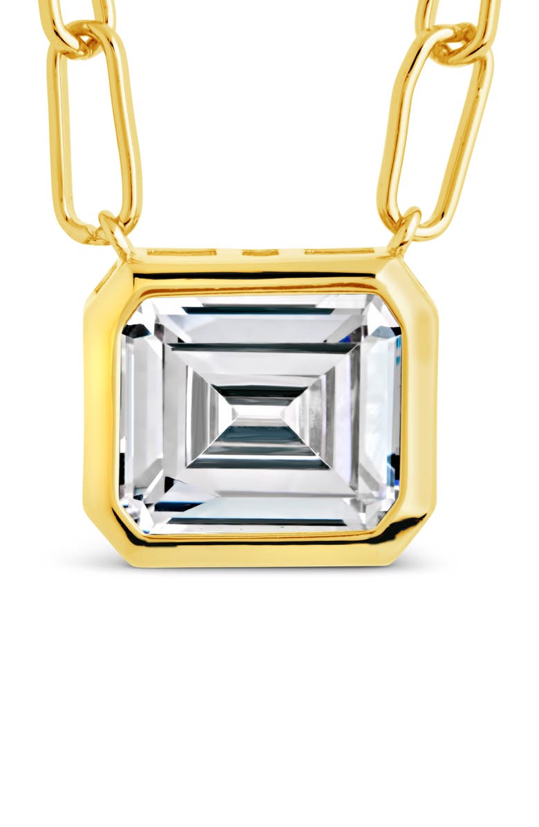 Sterling Forever Camille Bezel Cubic Zirconia Pendant Necklace, Alternate, color, Gold