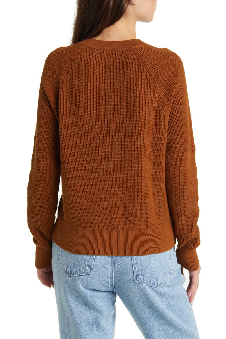 Thermal Knit Cotton Sweater, Alternate, color, BROWN TEMPLE