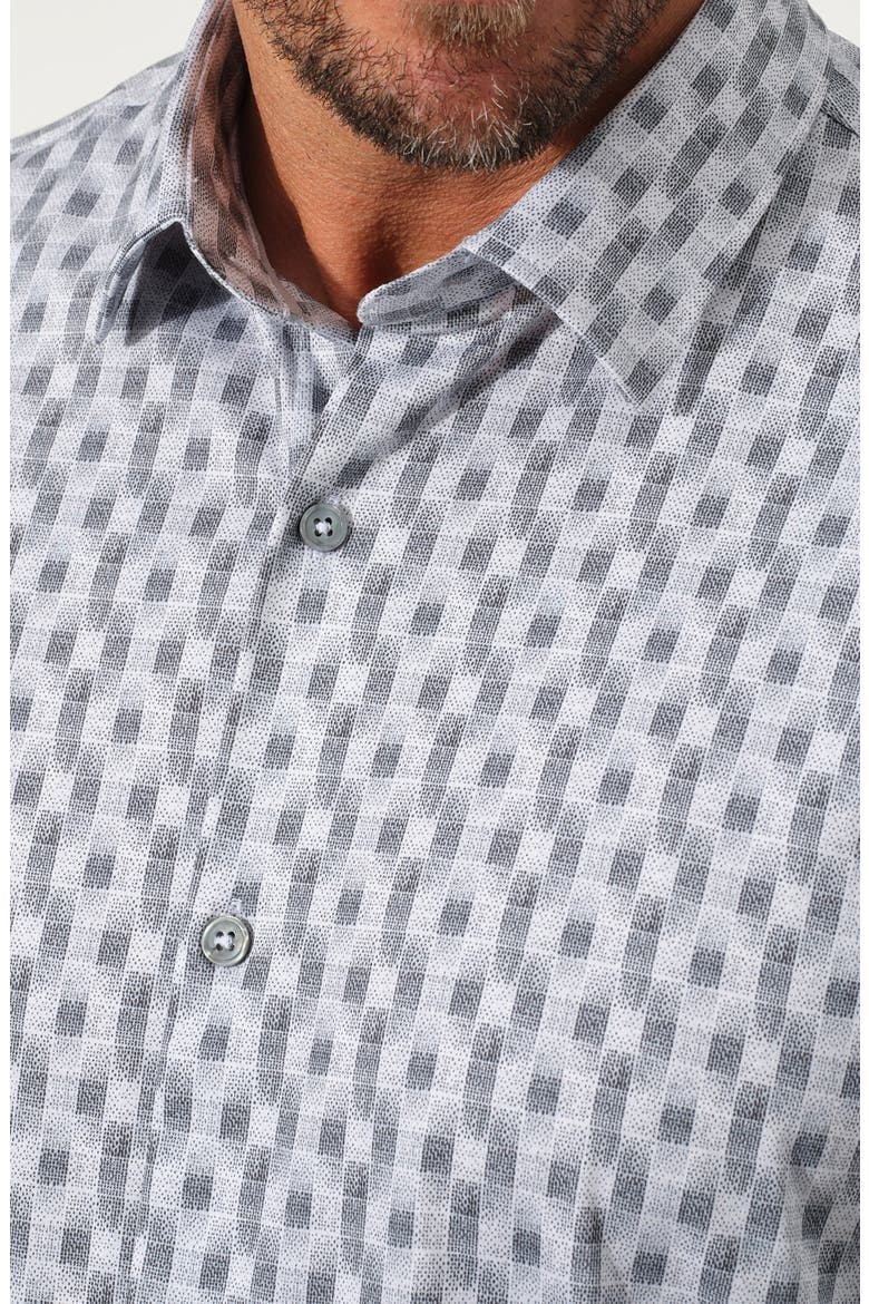 Dynamic Comfort Short Stretch Cotton Sleeve Button-Up Shirt, Alternate, color, BLACK